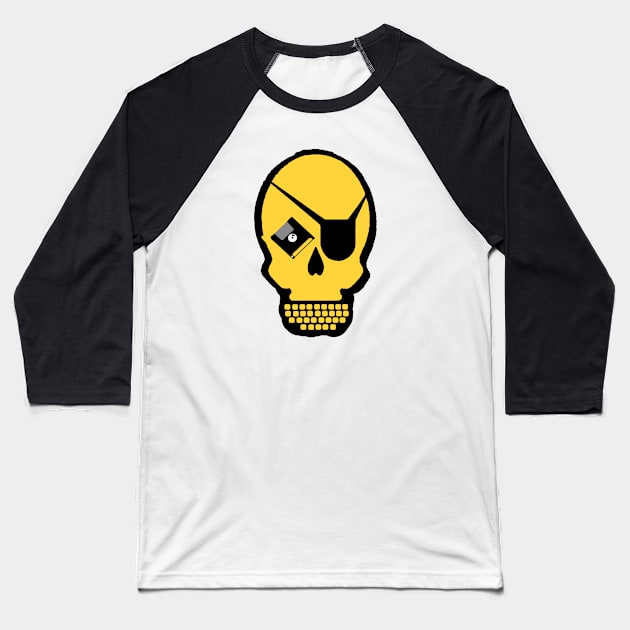 Hackers Skull Baseball T-Shirt by stark4n6